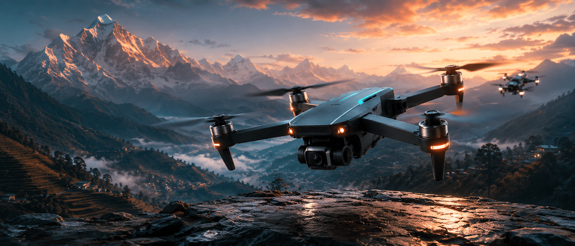 Premium drones flying over the Himalayas — DroneShala Shop